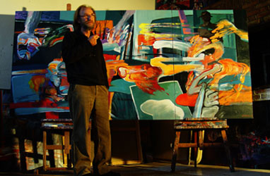 Juan Iturmendi cuadros en el estudio